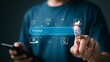 © ProjeshKumar - Person using futuristic ai prompt bar for creative digital content.
