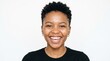 © Meow - Front-facing portrait of a young South African woman with a short pixie cut haircut