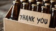 © Amena - Gift box of beer bottles with thank you sign showing appreciation for a gathering or celebration occasion