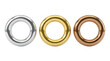 © Tahasin Alam - Three metallic ring washers in silver gold and copper colors isolated transparent background