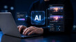 © Muhaimin  - Artificial Intelligence Generates Futuristic Cityscape Image and Video Using Text Prompts on a Computer Interface