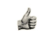 © creatfive - Hand making a thumbs up gesture with a halftone dot texture and paper-cut style on a transparent background
