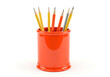 © Md - Colorful pencils inside an orange plastic pencil holder