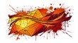 © kucret - Abstract geometric shapes with red and orange paint splatters