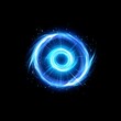 © Habibur Rahaman - Blue swirling vortex energy light effect isolated on dark black space background.