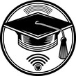 © Hafiz - Online education graduation cap with wireless signal concept