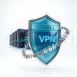 © Htmmehedi427 - Secure VPN shield protecting digital server infrastructure data.