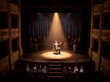 © Muhammad - Actor in Wheelchair Performs on Stage Under Spotlight, Surrounded by Cast, Audience Watches in Theater