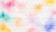 © SumiDesignHub - Abstract multicolor watercolor stains on a white rustic wooden plank background