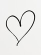 © wilson - Simple hand drawn black brush stroke outline heart shape on plain textured white paper background represents love romance and Valentines day romantic concept