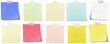 © CatTuong - a vibrant array of blank sticky notes in various colors, neatly arranged and taped, providing a clean and versatile background for creative projects.