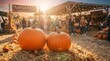 © Anwar - Festive pumpkin patch harvest festival with string lights and people enjoying a warm autumn evening