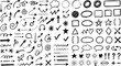 © Masum Mia - Hand drawn arrow set and doodle symbols, black ink sketch elements on white background, decorative pointer icons for infographic design