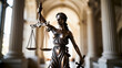 © kl yanii - Figure of Justice with scales and sword, inside classical courthouse