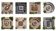 © CHAMOD  - Top View Modern Outdoor Fire Pit Arrangement Collection isolated on white background