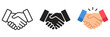 © mdHittu - Professional handshake icon set, business partnership agreement symbols, 3 vector handshake styles for corporate deal and cooperation