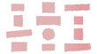 © StudioPilot - Pink paper scrap collection with torn edges and grainy texture featuring circles stars squares and rectangular banners.