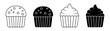 © Vepstock - Cupcake and Muffin Icon Set in Outline and Glyph Style, Sweet Bakery Dessert Vector Illustration