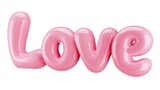 3d render of the word love in pink glossy balloon letters isolated on white background