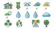 © Halo - Rainy day weather icons and elements collection