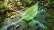 © Project - Green leaf growing from circuit board symbolizing technology and nature harmony.
