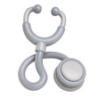 © Creative Bkr - Medical stethoscope with glossy gray finish and smooth rounded edges displayed as a high quality three dimensional render isolated on a pure white background for professional clinical health care icon
