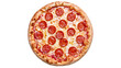 © Mira - Whole pepperoni pizza with melted cheese and tomato sauce, isolated on transparent background