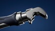 © wilson - Close view of modern adjustable wrench with dark rubber handle and polished metal jaw against solid deep blue background showcases professional hand tool design