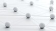 © rinrada - Luxury white corporate connectivity concept, multiple white nodes linked by precise geometric lines across a pristine premium surface,