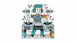 © suroso - Vibrant cartoon DJ performing at turntable station