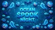 © Sumaya - Ocean spook night text design featuring glowing underwater pumpkins and ghost creatures for a fun halloween party background