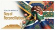 © Fathia A.M. - Artistic Illustration of South African Flag Painted Hands Clasping in Unity for Reconciliation Day Celebration