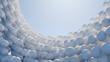 © ilham - Abstract 3D render of flowing white spheres against soft blue sky. Perfect copy space background for tech, science, health, beauty, data network, and modern marketing designs