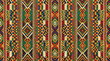 © nusyer - Colorful kente cloth pattern with geometric shapes and stripes for african textiles and prints.