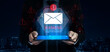 © InfiniteFlow - Digital warning mail interface highlights email threat detection, security monitoring, and proactive prevention of phishing and malware intrusions. Parse