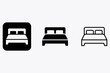 © Sheikh - Set of three minimalist icons representing a bed, perfect for use in user interfaces, websites, or mobile applications for accommodation or bedroom related themes