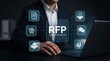 © Sharmin - Businessman interacting with digital RFP request for proposal hologram interface