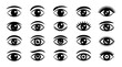 © jahid - Human eye silhouette icons with eyebrows and various eyelash styles for cosmetic design.