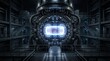 © Shaibal - Futuristic high-energy reactor core glowing with intense blue plasma light inside a complex industrial power facility
