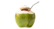 © mstruma58 - Fresh young green coconut with a metal spoon for drinking juice
