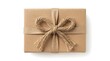 © Jarin - Small rectangular gift box wrapped in brown paper with a simple rustic twine bow tied on top center