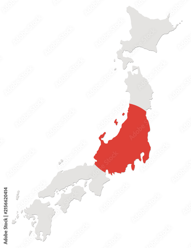 Map of Japan styled with the Japanese national flag representing Asian ...