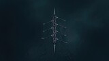 Aerial view of rowing team on dark blue water