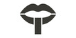 © 扁平化图标  - Silence symbol lips icon with finger gesture for quiet zone branding.