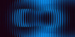© Sviatlana Barysevich - Cyan blue neon ribbed glass 3D render, abstract glowing line refraction wave, futuristic vertical stripes pattern, dynamic digital tech graphic.