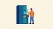 © Eps World - Person using automated teller machine for digital banking and financial transaction with transaction technology automated withdrawal business customer financial investment security transfer