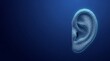 © Yudooo - Digital human ear model for hearing aid technology and otolaryngology science medical concept background