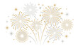 © Ali - Golden fireworks display vector illustration, festive silver starburst elements, elegant holiday celebration background for invitations