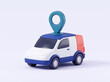 © Sanjaya - Logistics van with destination marker and cardboard parcel
