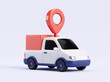 © Sanjaya - Miniature white cargo van for package tracking